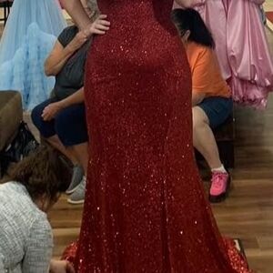 Blush Dazzling Red Sequin Gown
